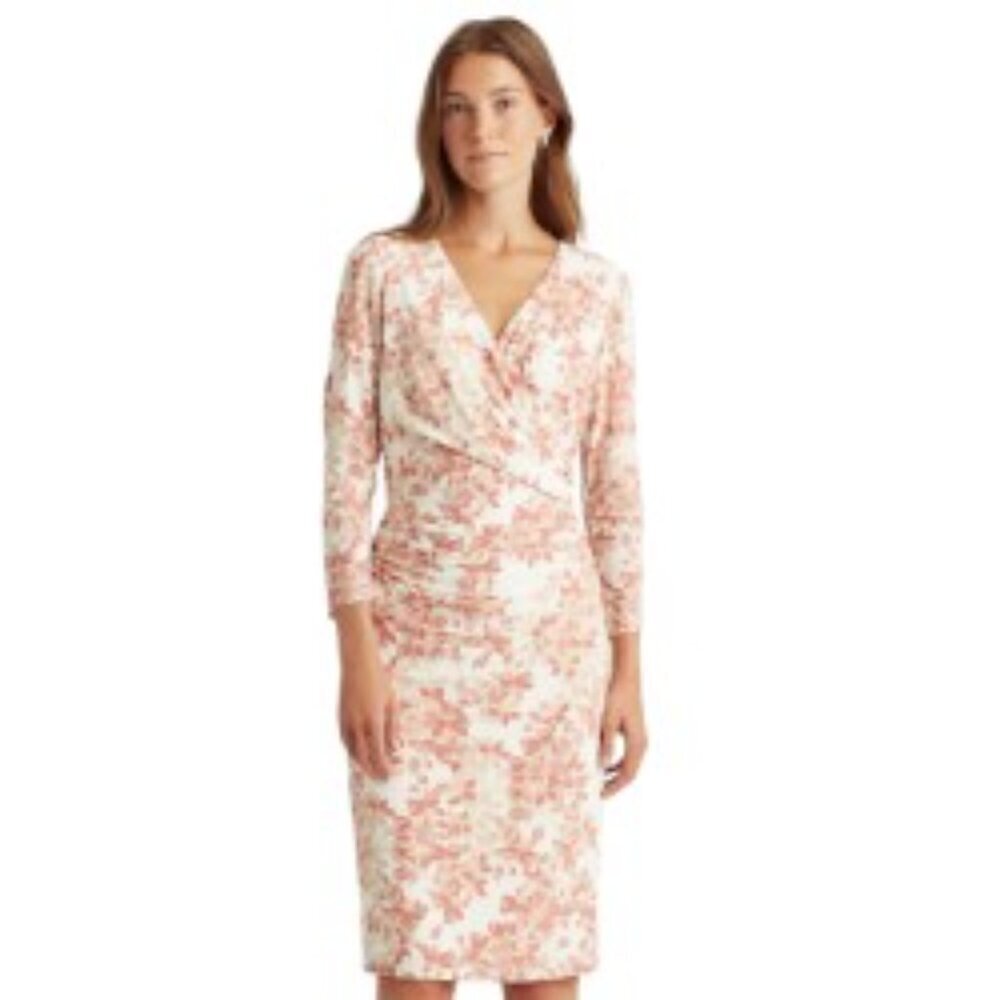 NWT Ralph Lauren Floral Jersey Surplice Dress 10